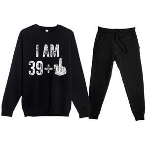 Birthday Male Him Fun 40 Funny 40th Birthday Premium Crewneck Sweatsuit Set