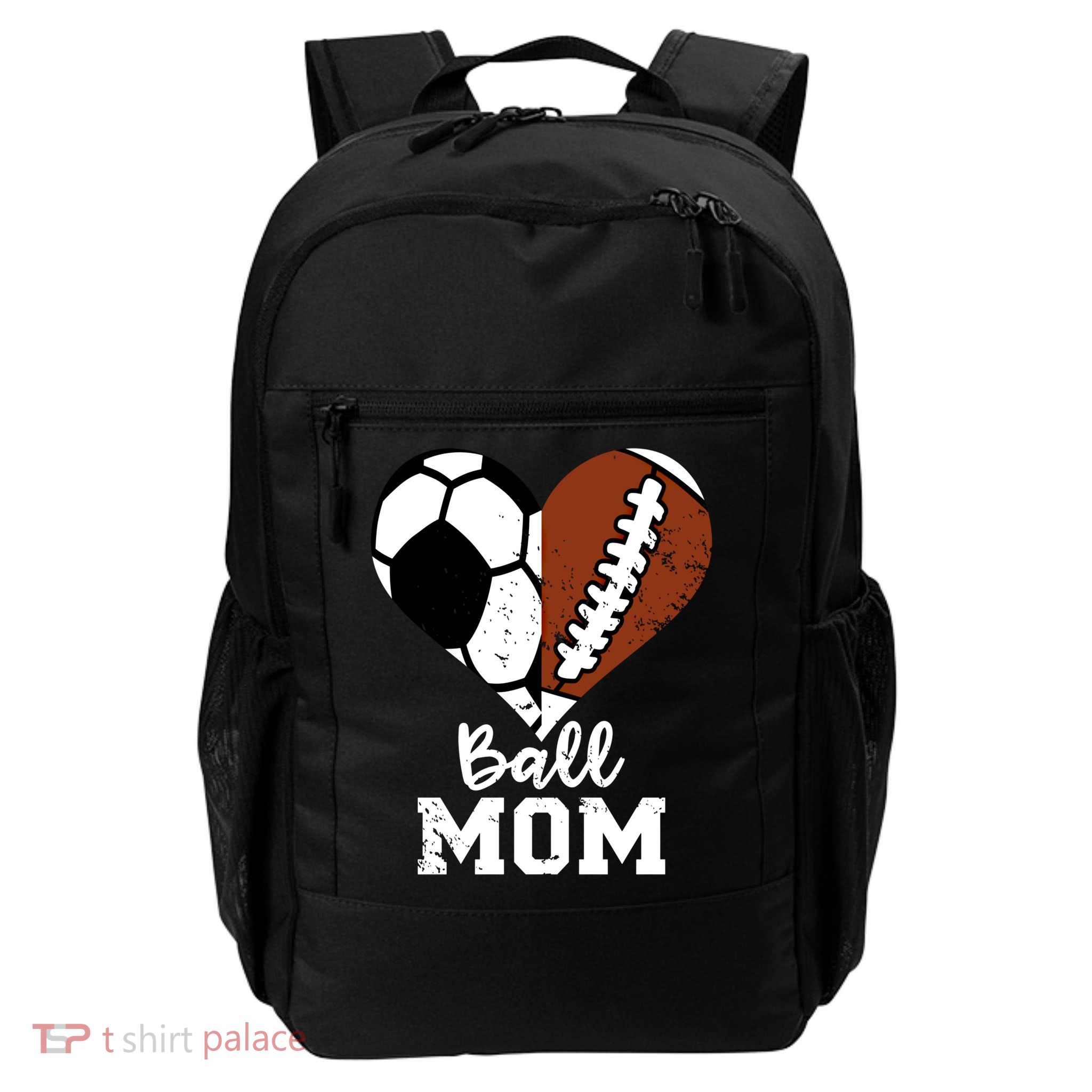 Ball Mom Heart Funny Football Soccer Mom Cute Gift Daily Commute Backpack