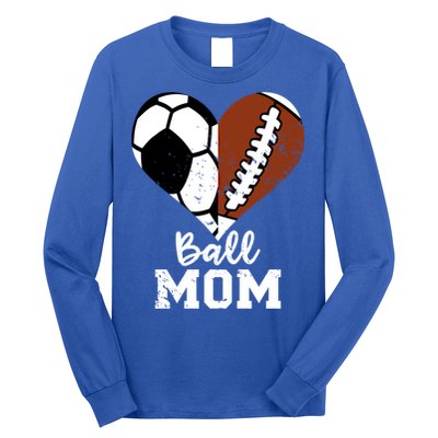 Ball Mom Heart Funny Football Soccer Mom Cute Gift Long Sleeve Shirt