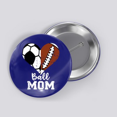 Ball Mom Heart Funny Football Soccer Mom Cute Gift Button