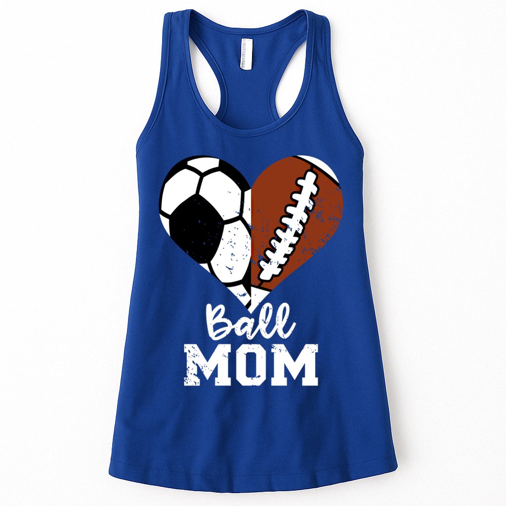 Ball Mom Heart Funny Football Soccer Mom Cute Gift Womens Tank Top