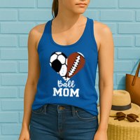 Ball Mom Heart Funny Football Soccer Mom Cute Gift Womens Tank Top