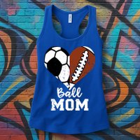 Ball Mom Heart Funny Football Soccer Mom Cute Gift Womens Tank Top