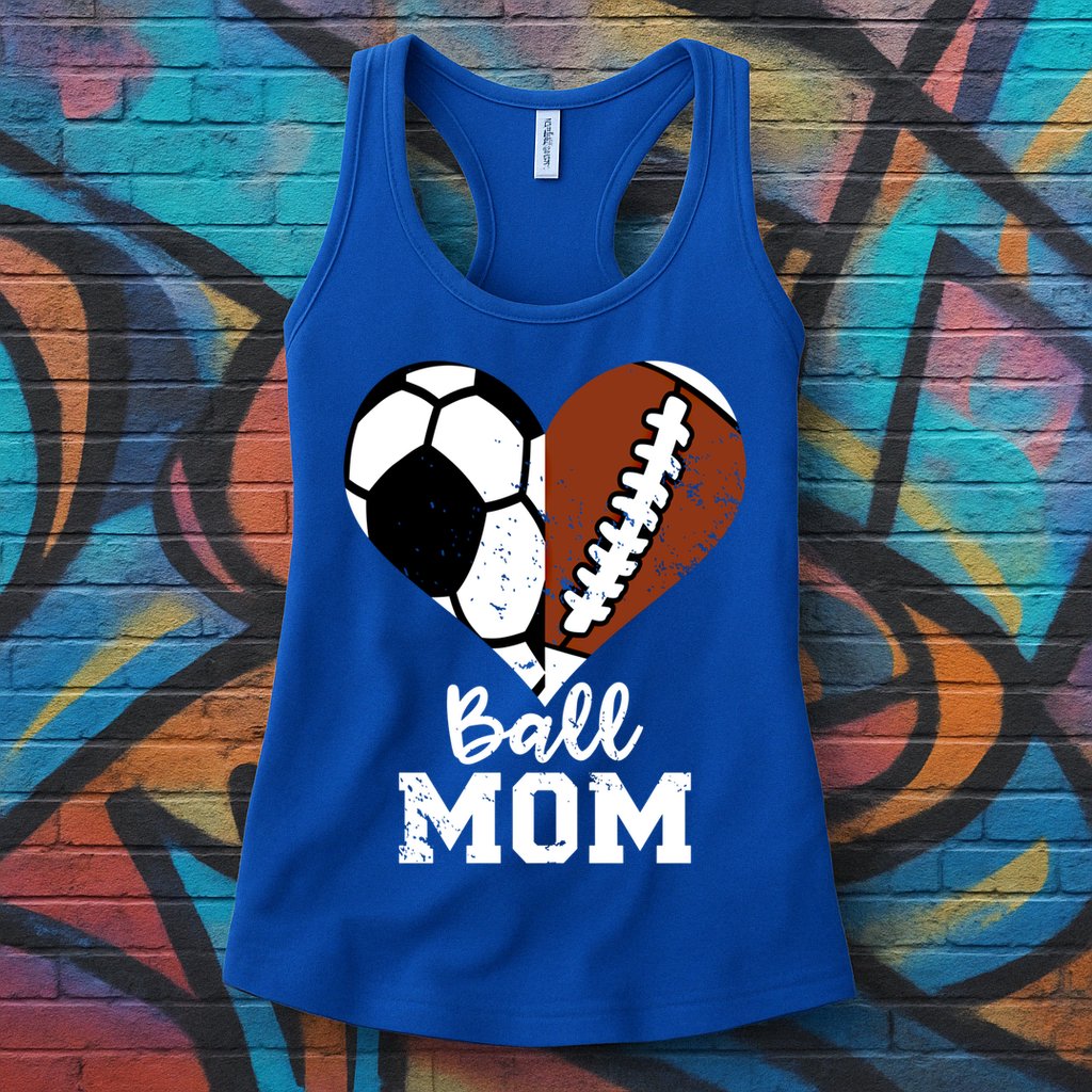 Ball Mom Heart Funny Football Soccer Mom Cute Gift Womens Tank Top