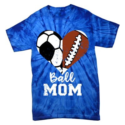 Ball Mom Heart Funny Football Soccer Mom Cute Gift Tie-Dye T-Shirt