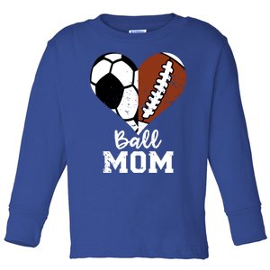 Ball Mom Heart Funny Football Soccer Mom Cute Gift Toddler Long Sleeve Shirt