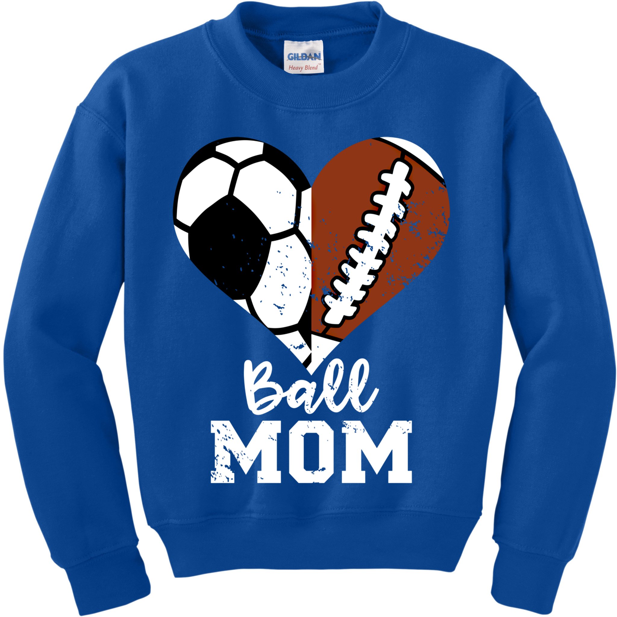 Ball Mom Heart Funny Football Soccer Mom Cute Gift Kids Sweatshirt