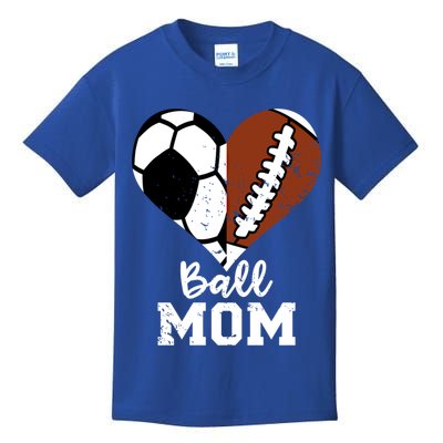 Ball Mom Heart Funny Football Soccer Mom Cute Gift Kids T-Shirt
