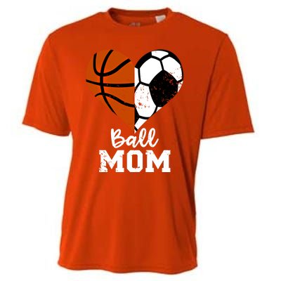 Ball Mom Heart Funny Soccer Basketball Mom Gift Cooling Performance Crew T-Shirt