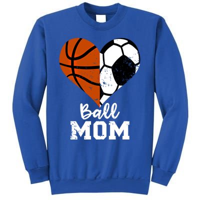 Ball Mom Heart Funny Soccer Basketball Mom Gift Sweatshirt