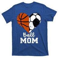 Ball Mom Heart Funny Soccer Basketball Mom Gift T-Shirt