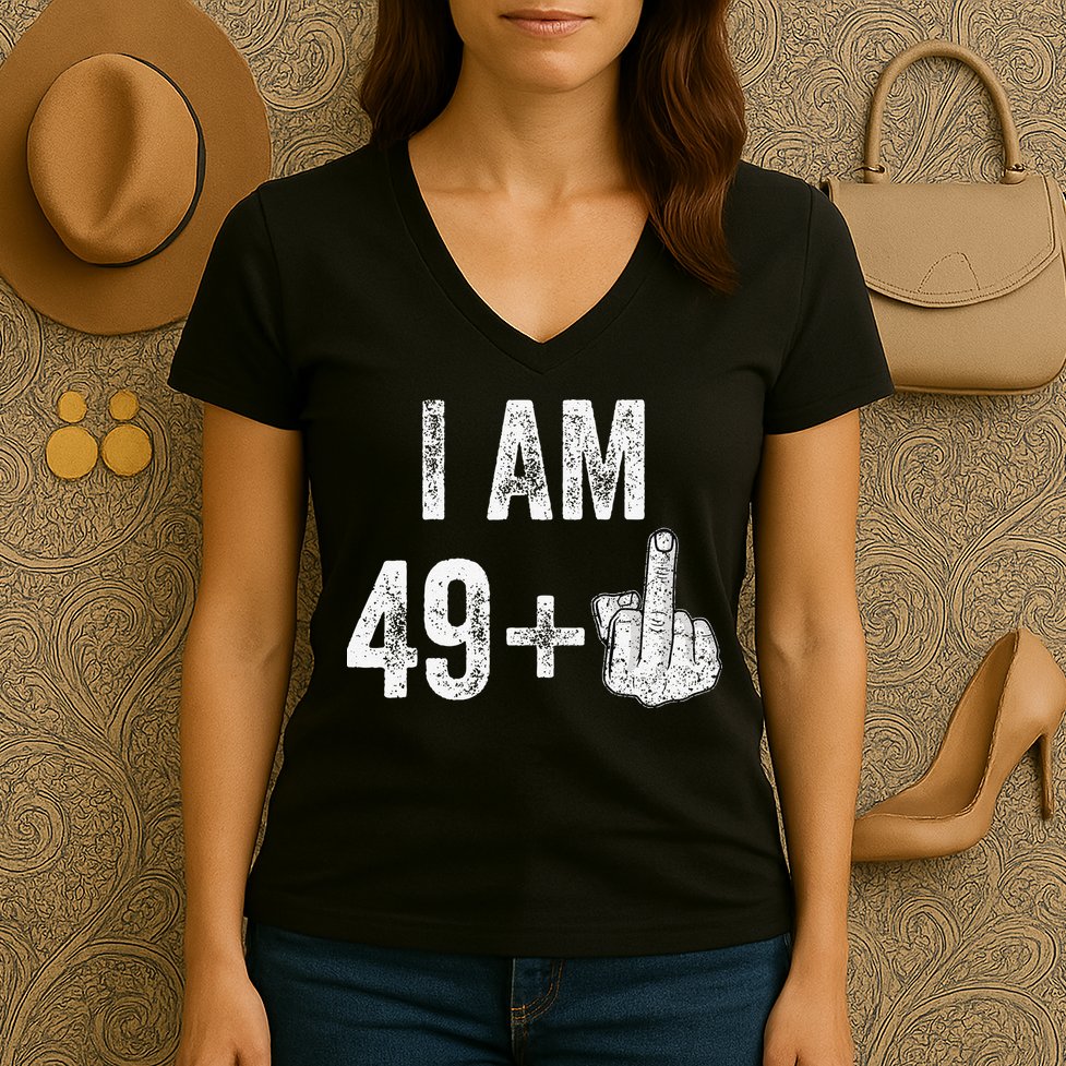 Birthday Male Him Fun 50 Funny 50th Birthday Gift Women's V-Neck T-Shirt