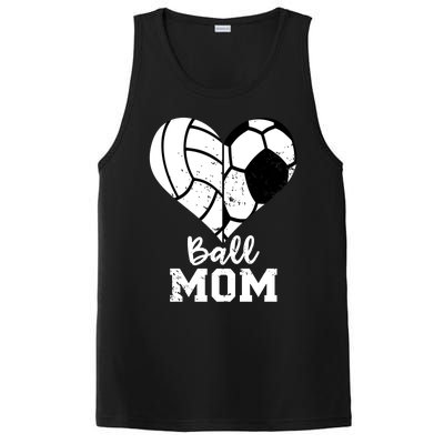 Ball Mom Heart Funny Soccer Volleyball Mom Gift PosiCharge Competitor Tank