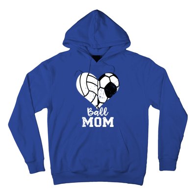 Ball Mom Heart Funny Soccer Volleyball Mom Gift Hoodie