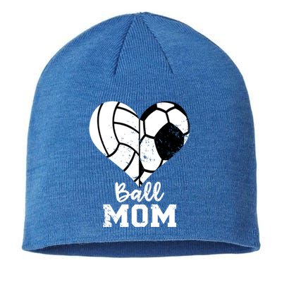 Ball Mom Heart Funny Soccer Volleyball Mom Gift Sustainable Beanie