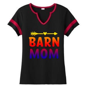 Barn Mom Horse Riding Barnyard Animals Mothers Day Gift Ladies Halftime Notch Neck Tee