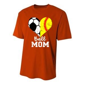 Ball Mom Heart Funny Softball Soccer Mom Gift Youth Performance Sprint T-Shirt