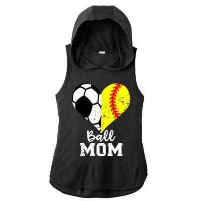 Ball Mom Heart Funny Softball Soccer Mom Gift Ladies PosiCharge Tri-Blend Wicking Draft Hoodie Tank