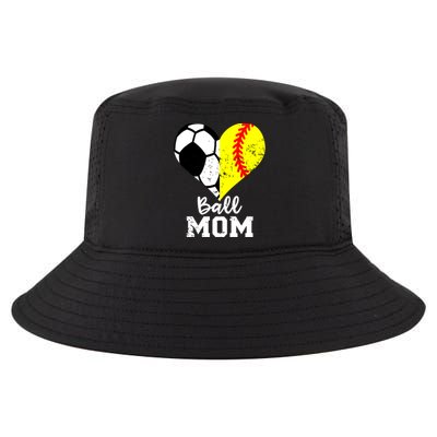 Ball Mom Heart Funny Softball Soccer Mom Gift Cool Comfort Performance Bucket Hat