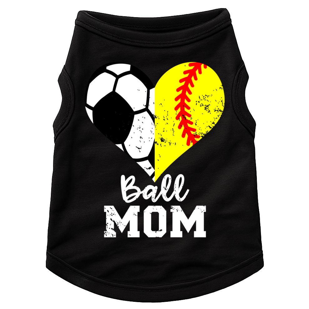 Ball Mom Heart Funny Softball Soccer Mom Gift Doggie Tank