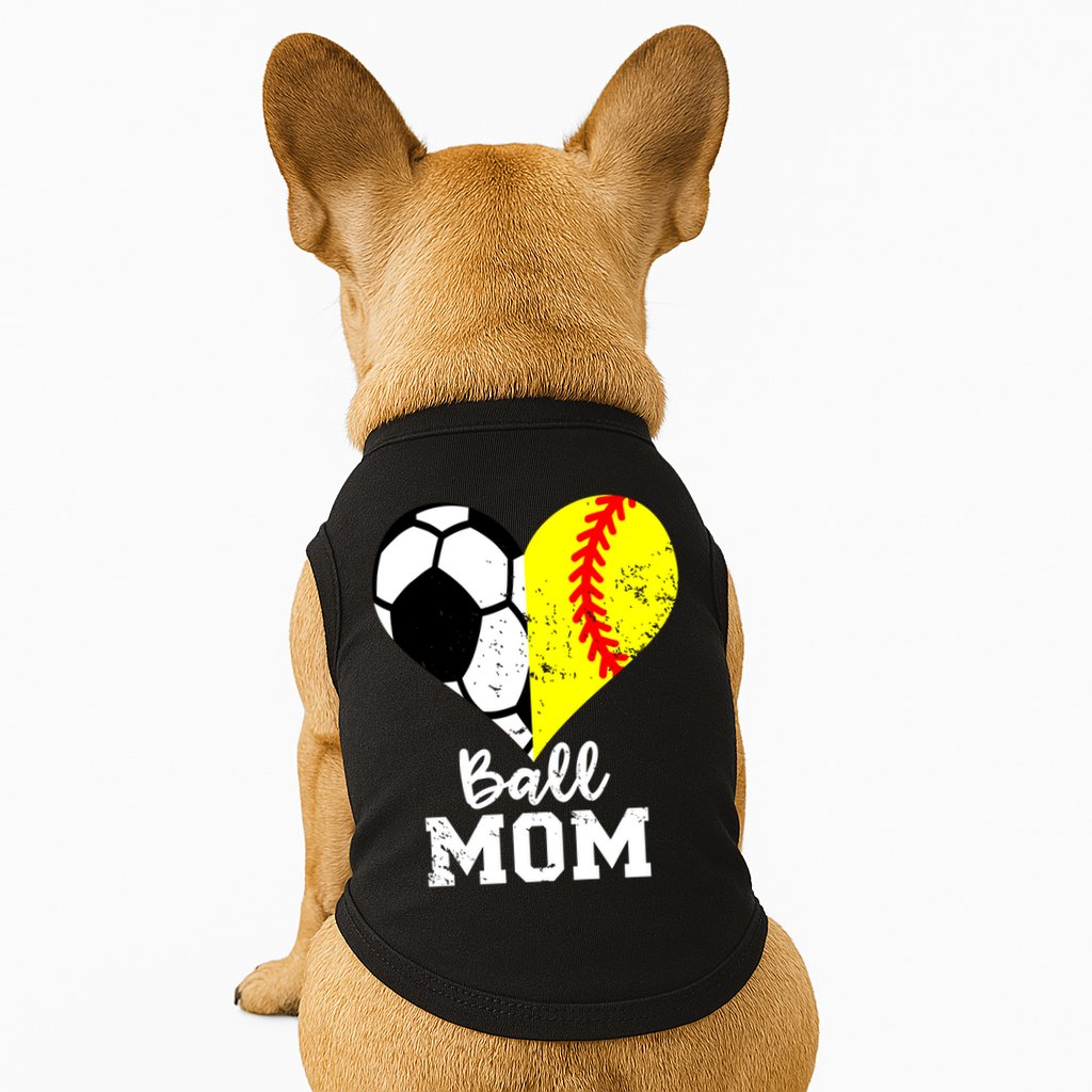 Ball Mom Heart Funny Softball Soccer Mom Gift Doggie Tank