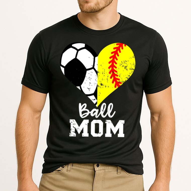 Ball Mom Heart Funny Softball Soccer Mom Gift Cooling Performance Crew T-Shirt