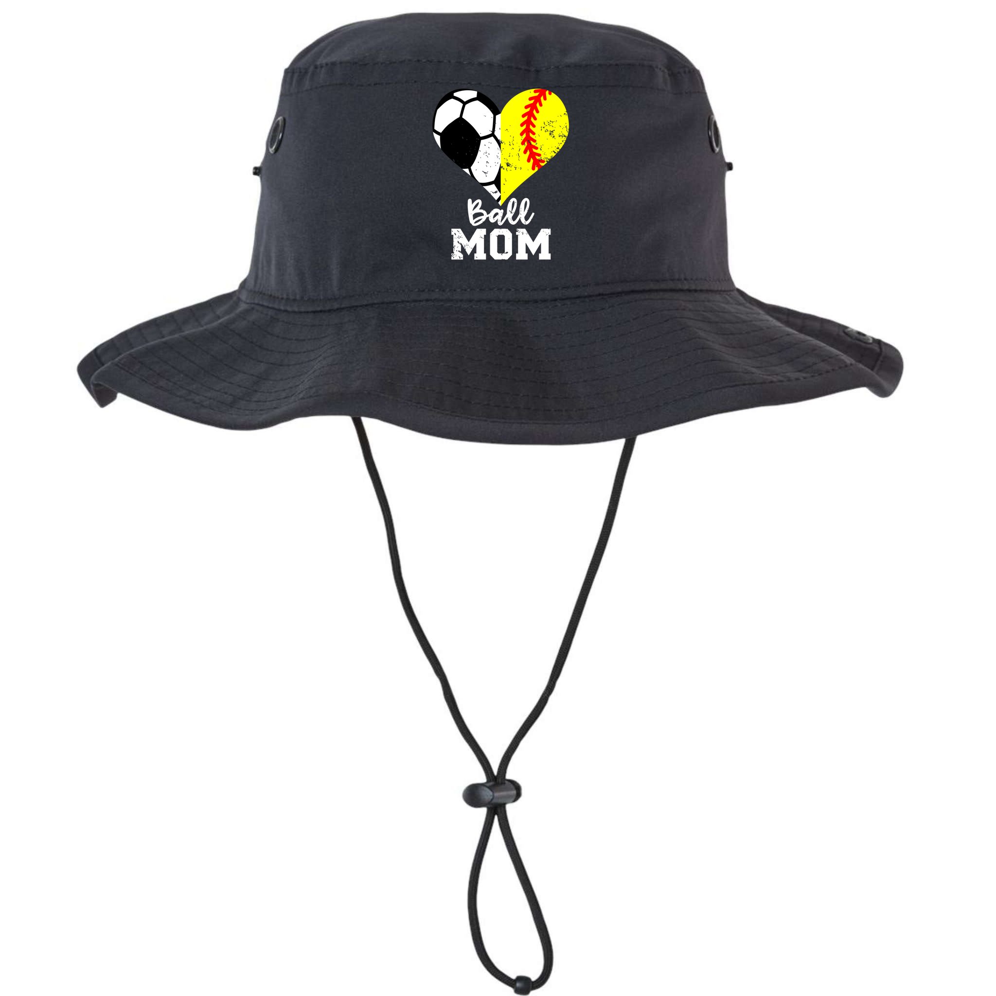 Ball Mom Heart Funny Softball Soccer Mom Gift Bucket Hat