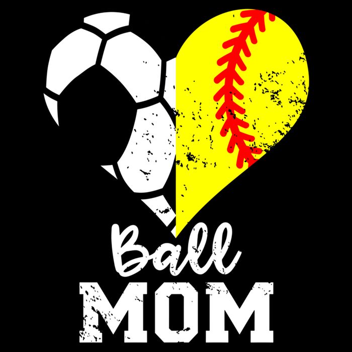 Ball Mom Heart Funny Softball Soccer Mom Gift Bucket Hat