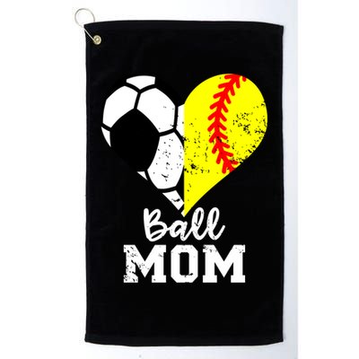 Ball Mom Heart Funny Softball Soccer Mom Gift Golf Towel