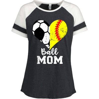 Ball Mom Heart Funny Softball Soccer Mom Gift Enza Ladies Jersey Colorblock Tee