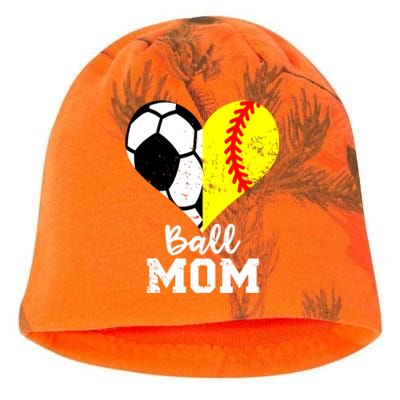 Ball Mom Heart Funny Softball Soccer Mom Gift Kati - Camo Knit Beanie