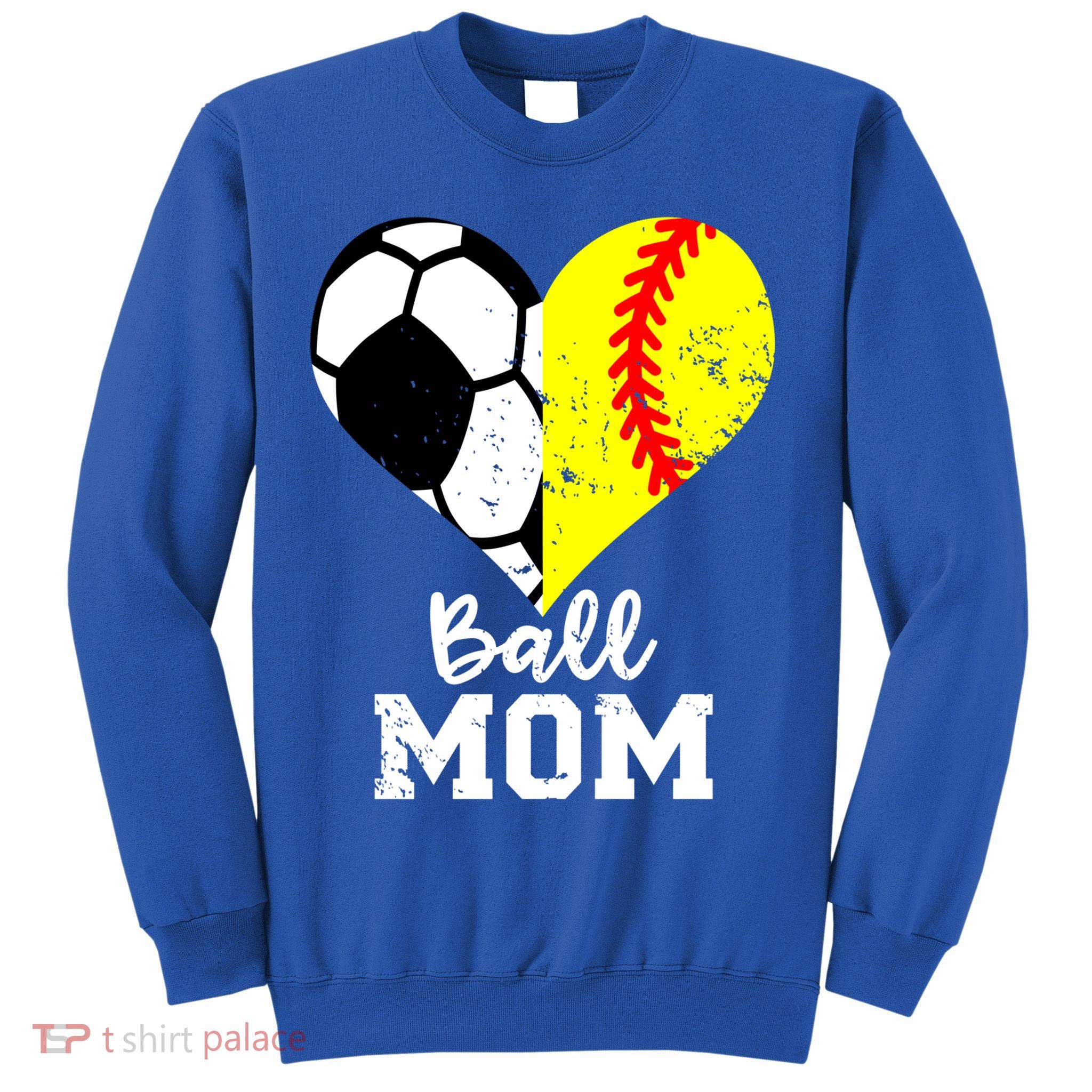 Ball Mom Heart Funny Softball Soccer Mom Gift Sweatshirt