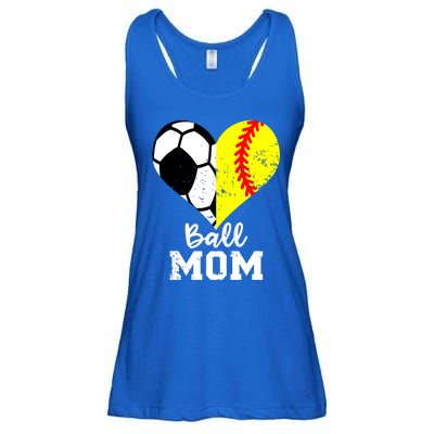 Ball Mom Heart Funny Softball Soccer Mom Gift Ladies Essential Flowy Tank