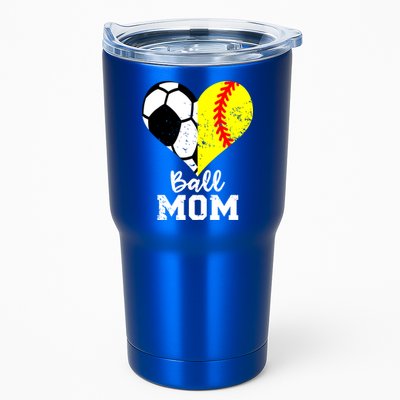 Ball Mom Heart Funny Softball Soccer Mom Gift Tumbler