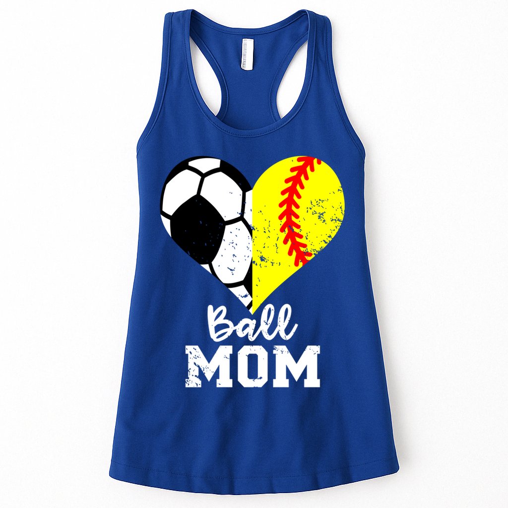Ball Mom Heart Funny Softball Soccer Mom Gift Womens Tank Top