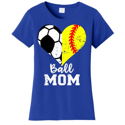 Ball Mom Heart Funny Softball Soccer Mom Gift Women's T-Shirt