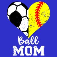 Ball Mom Heart Funny Softball Soccer Mom Gift Women's V-Neck T-Shirt