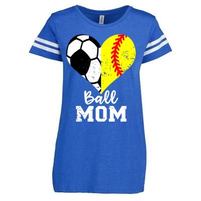 Ball Mom Heart Funny Softball Soccer Mom Gift Enza Ladies Jersey Football T-Shirt