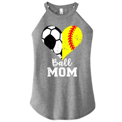 Ball Mom Heart Funny Softball Soccer Mom Gift Women's Perfect Tri Rocker Tank