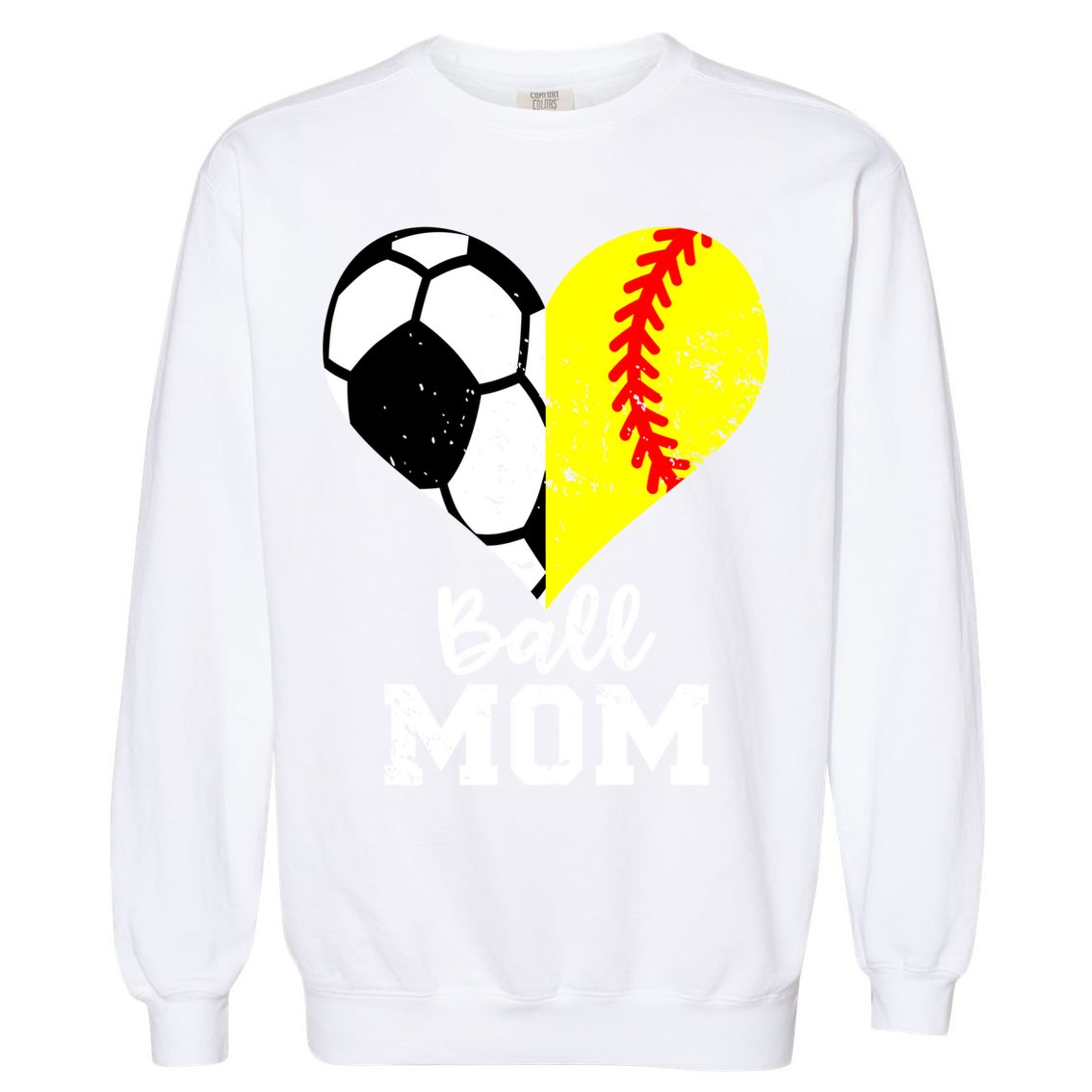 Ball Mom Heart Funny Softball Soccer Mom Gift Garment-Dyed Sweatshirt
