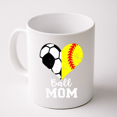 Ball Mom Heart Funny Softball Soccer Mom Gift Coffee Mug