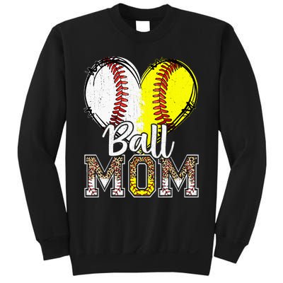 Ball Mom Heart Baseball Softball Mama Women Mothers Day Sweatshirt