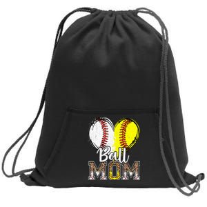 Ball Mom Heart Baseball Softball Mama Women Mothers Day Sweatshirt Cinch Pack Bag