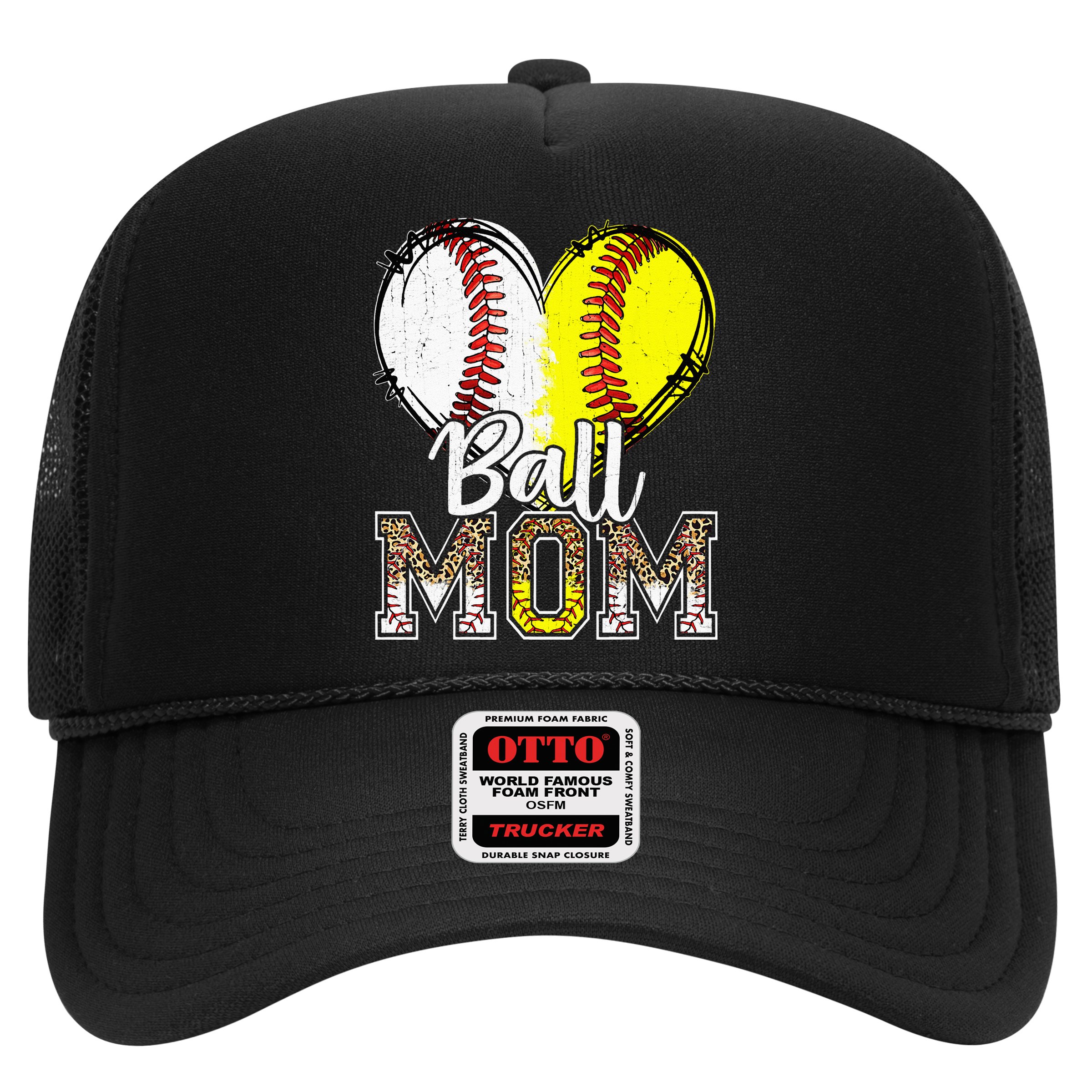 Ball Mom Heart Baseball Softball Mama Women Mothers Day Hat