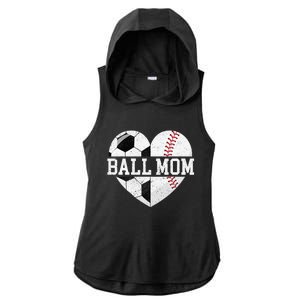 Ball Mom Heart Baseball Soccer Mom Ladies PosiCharge Tri-Blend Wicking Draft Hoodie Tank