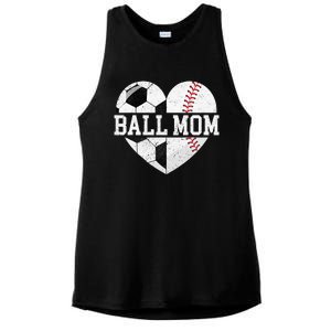 Ball Mom Heart Baseball Soccer Mom Ladies PosiCharge Tri-Blend Wicking Tank