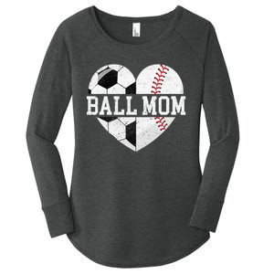 Ball Mom Heart Baseball Soccer Mom Women's Perfect Tri Tunic Long Sleeve Shirt