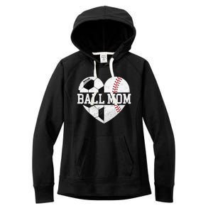 Ball Mom Heart Baseball Soccer Mom Women's Fleece Hoodie