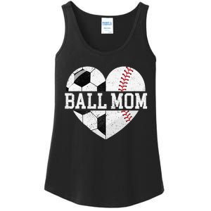 Ball Mom Heart Baseball Soccer Mom Ladies Essential Tank