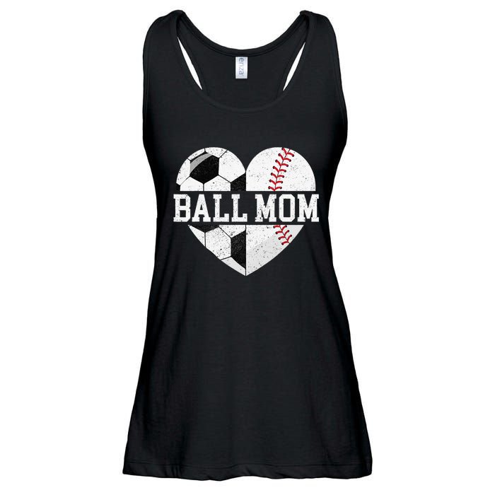 Ball Mom Heart Baseball Soccer Mom Ladies Essential Flowy Tank